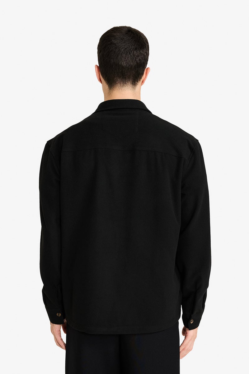 DeFacto Black Man Polo Collar Flannel Shirt Casual - Image 5